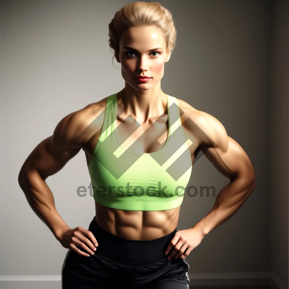 Picture of Attractive brunette woman posing in studio in fashion.