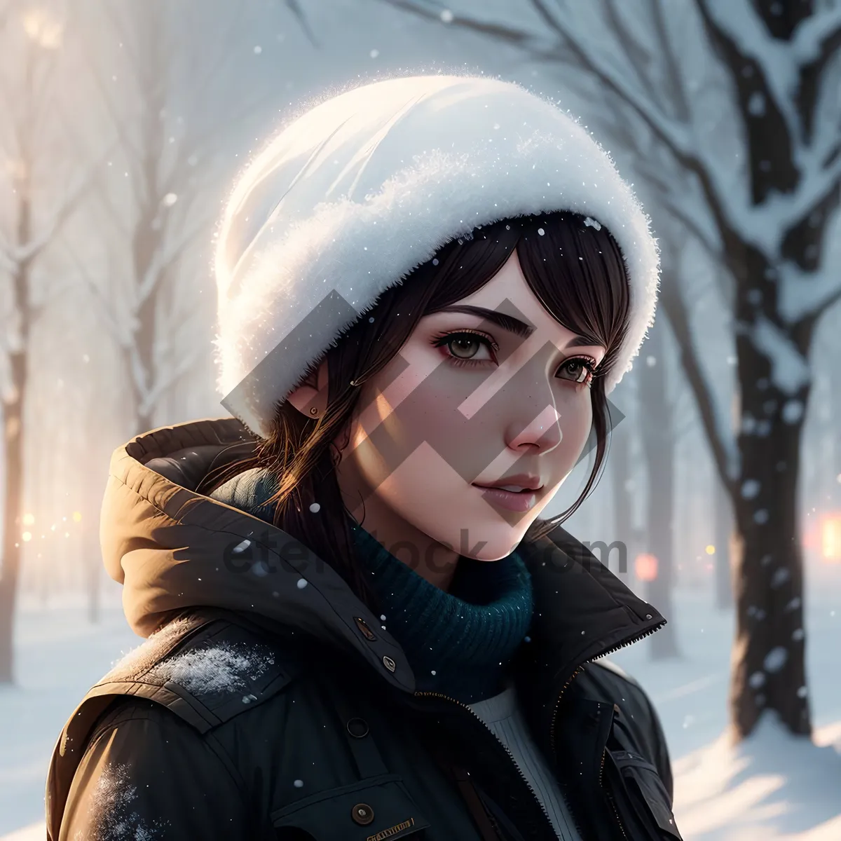 Picture of Happy winter fashion portrait of attractive smiling person