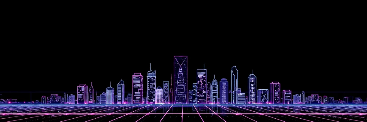 Picture of Modern Office Tower Lighting Up the Night Sky