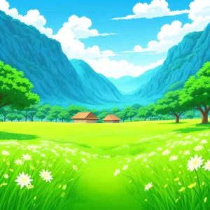 Idyllic Countryside Meadow under Clear Blue Skies