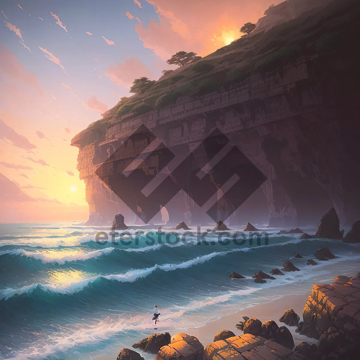 Picture of Coastal Serenity: Sunset over Beach