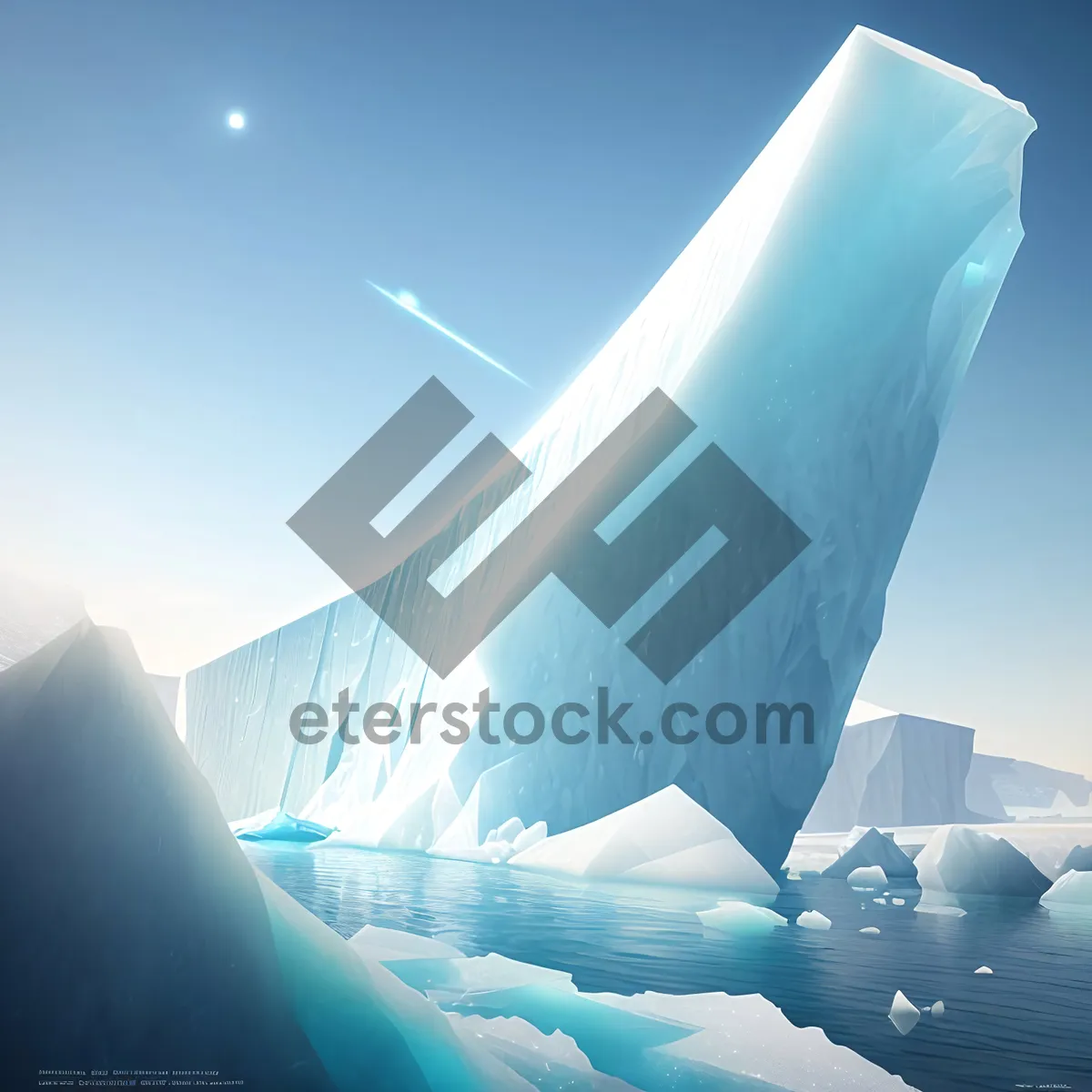 Picture of Majestic Winter Wonderland: Glacier Glistening Beneath Icy Sky