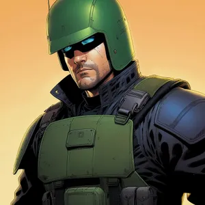 Warrior Aviator in Bulletproof Vest and Helmet