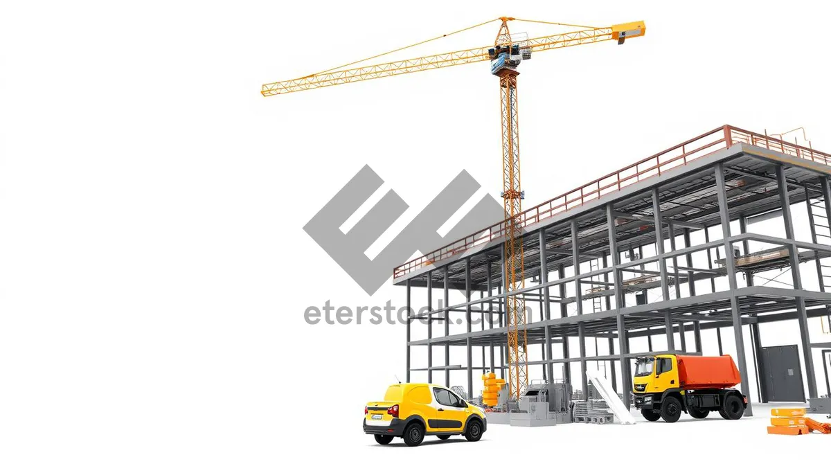 Picture of Industrial construction crane at urban building site.