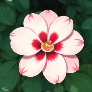 Pink Hibiscus Blossom in Floral Garden