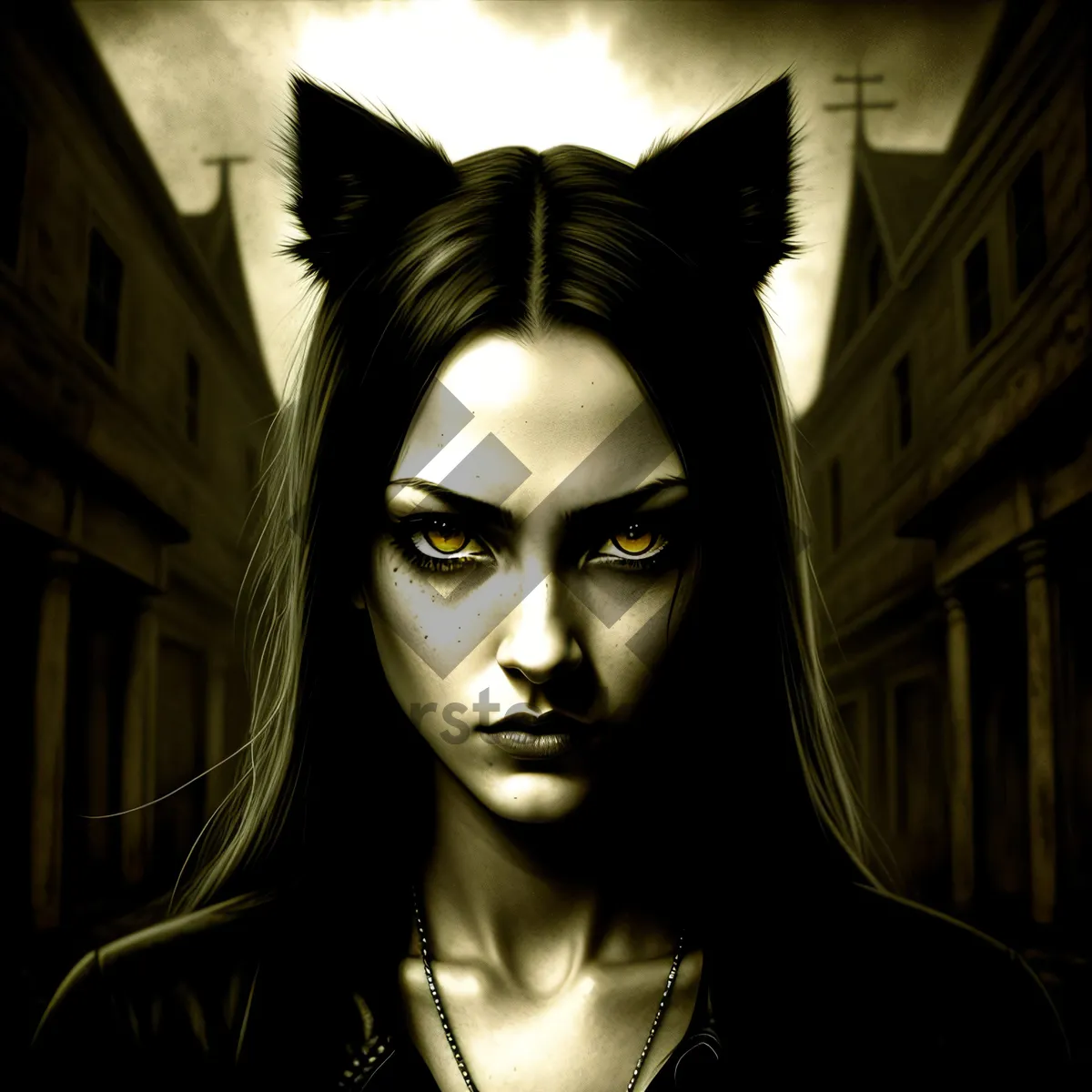 Picture of Stylish Black Masked Fashion Model with Seductive Eyes