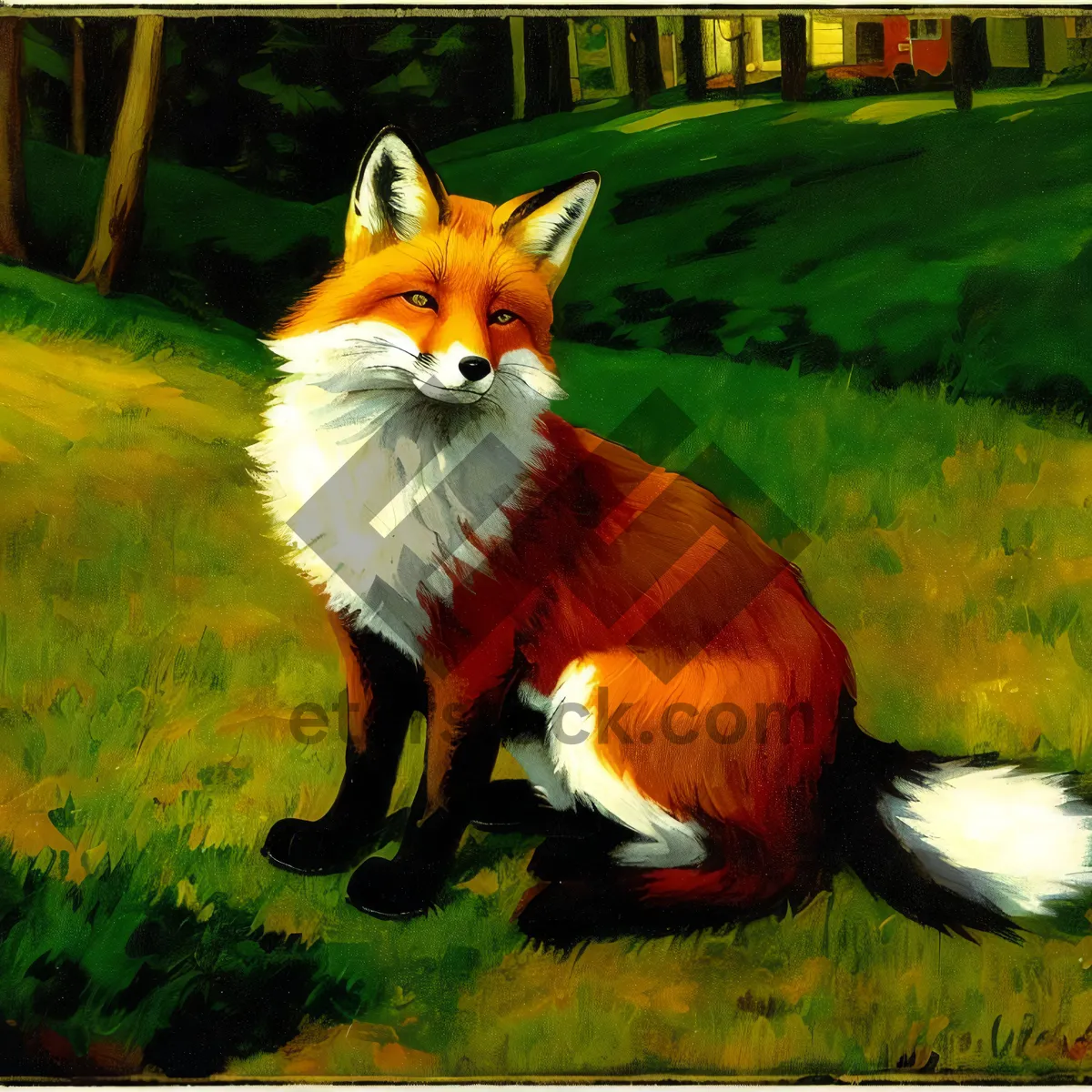 Picture of Curious Red Fox Peeking Through Pumpkin