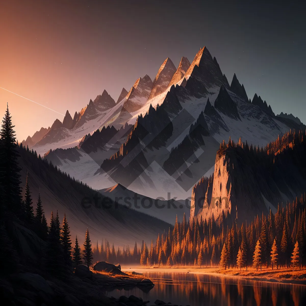 Picture of Majestic snowy peaks in a breathtaking landscape