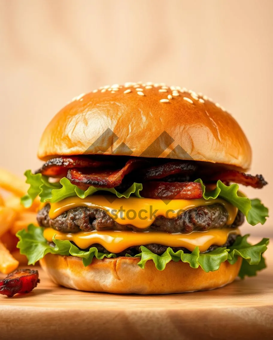 Picture of Grilled cheeseburger with lettuce and tomato.