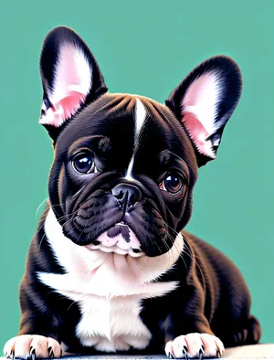 Cute Bulldog Terrier Puppy Sitting in Studio
