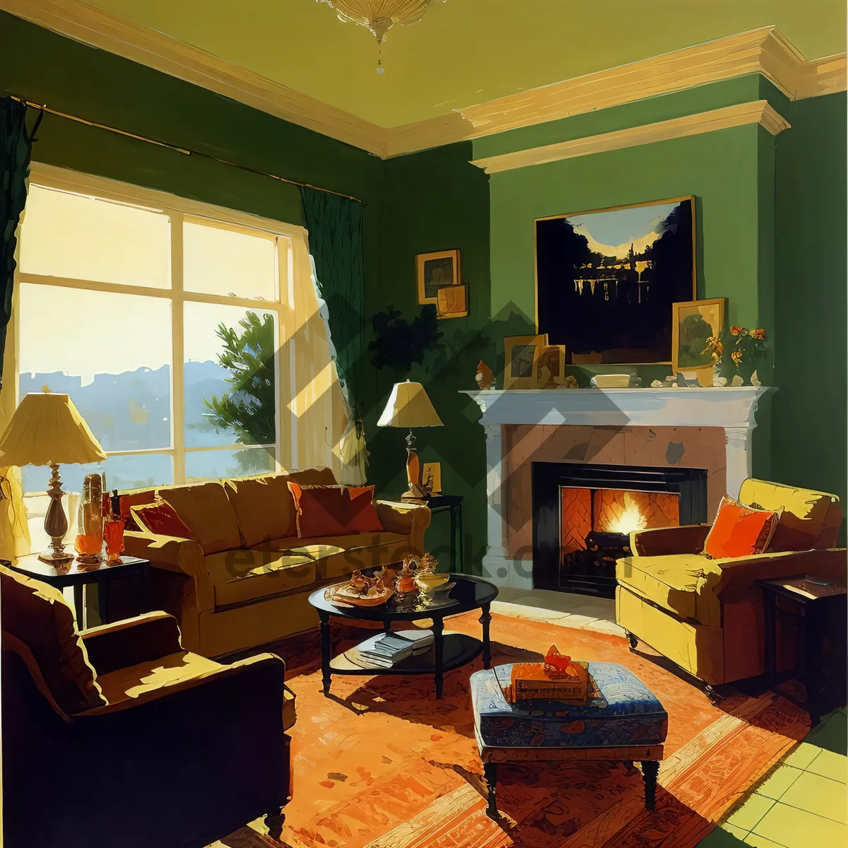 Picture of Modern luxury living room with designer furniture.