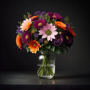 Colorful Spring Floral Bouquet in a Vase