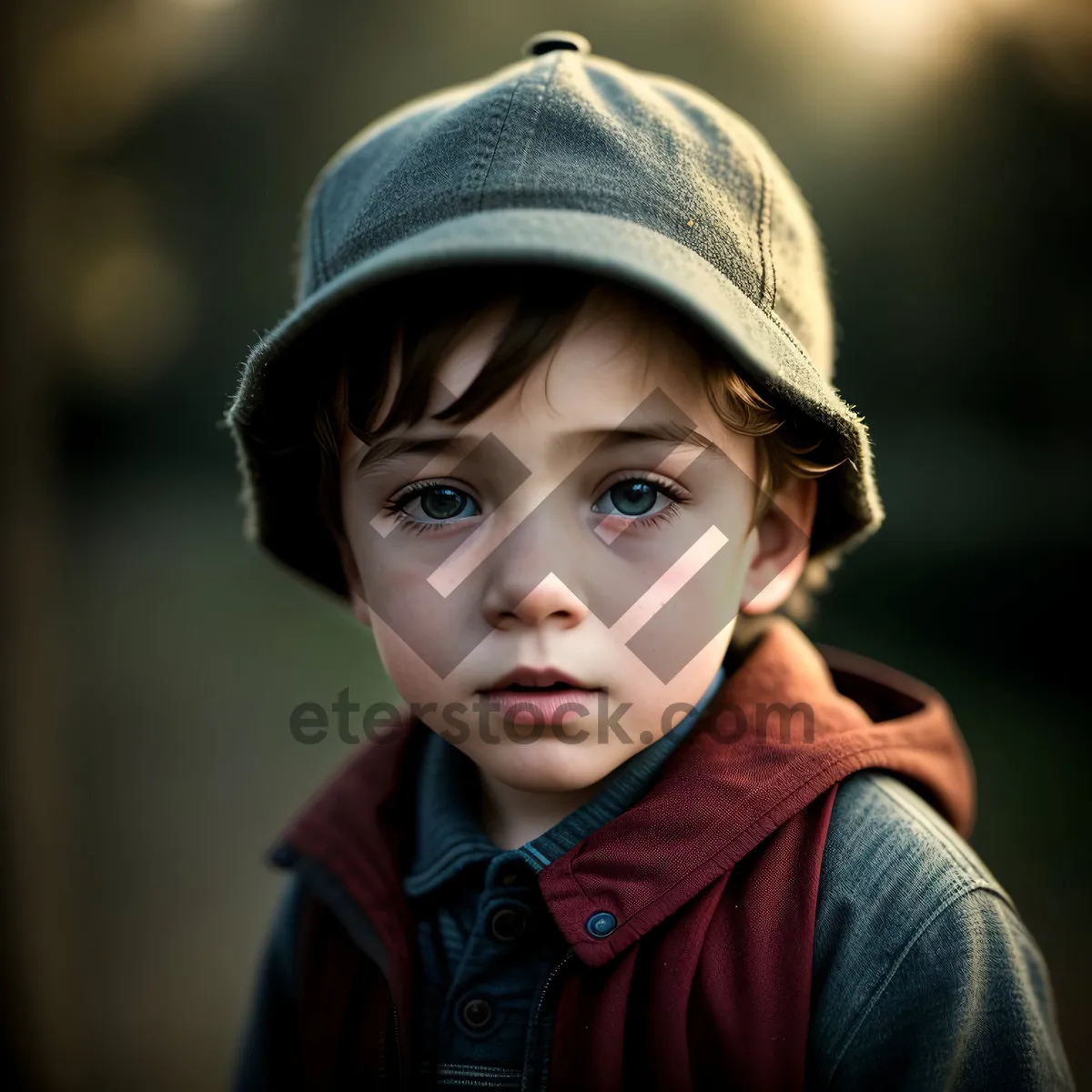 Picture of Joyful Little Boy Smiling with Hat at Park