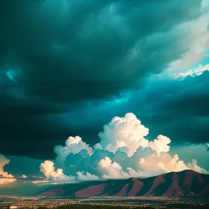 Vibrant summer sky with fluffy clouds