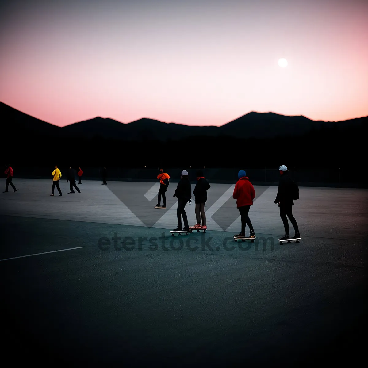 Picture of Skateboarding at Sunset on the Beach