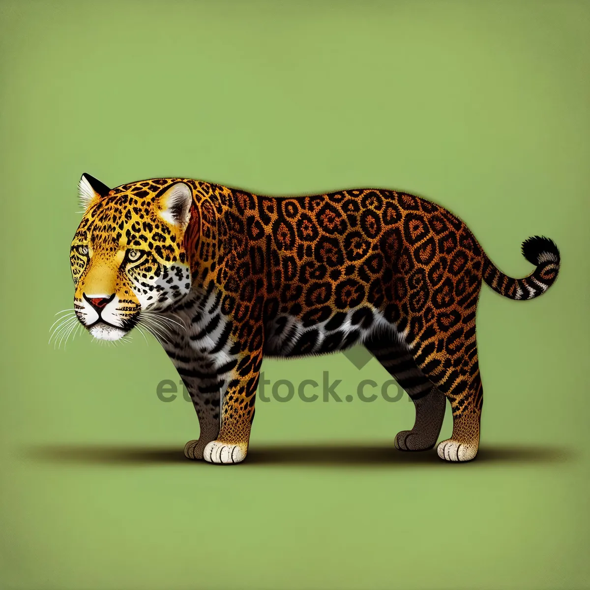 Picture of Wild Jaguar on Safari through Striped Grass