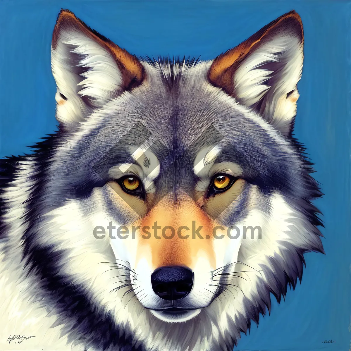 Picture of Wild Canine with Piercing Eyes: Majestic Timber Wolf