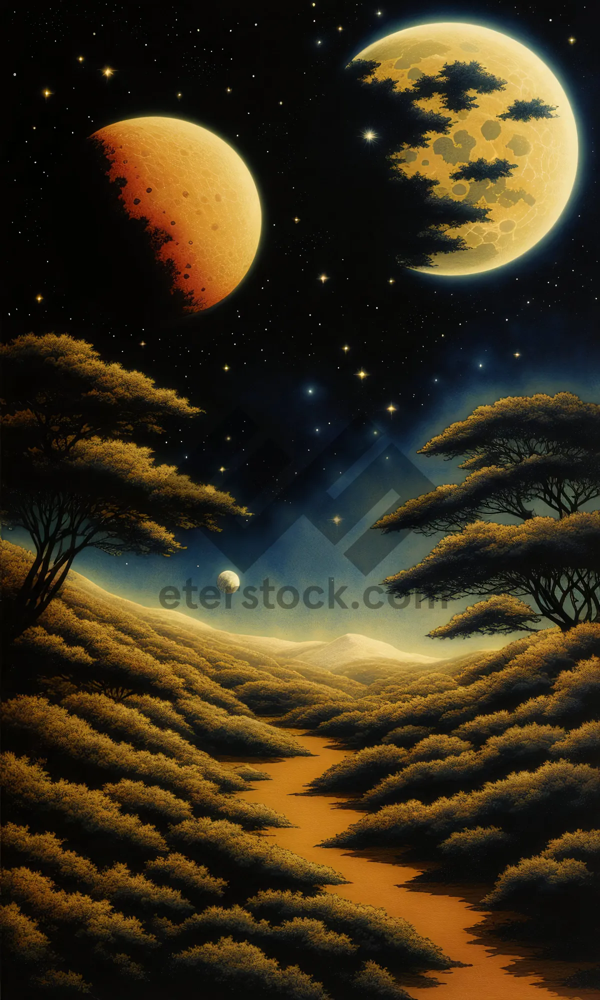 Picture of Celestial Night Sky with Shining Stars
