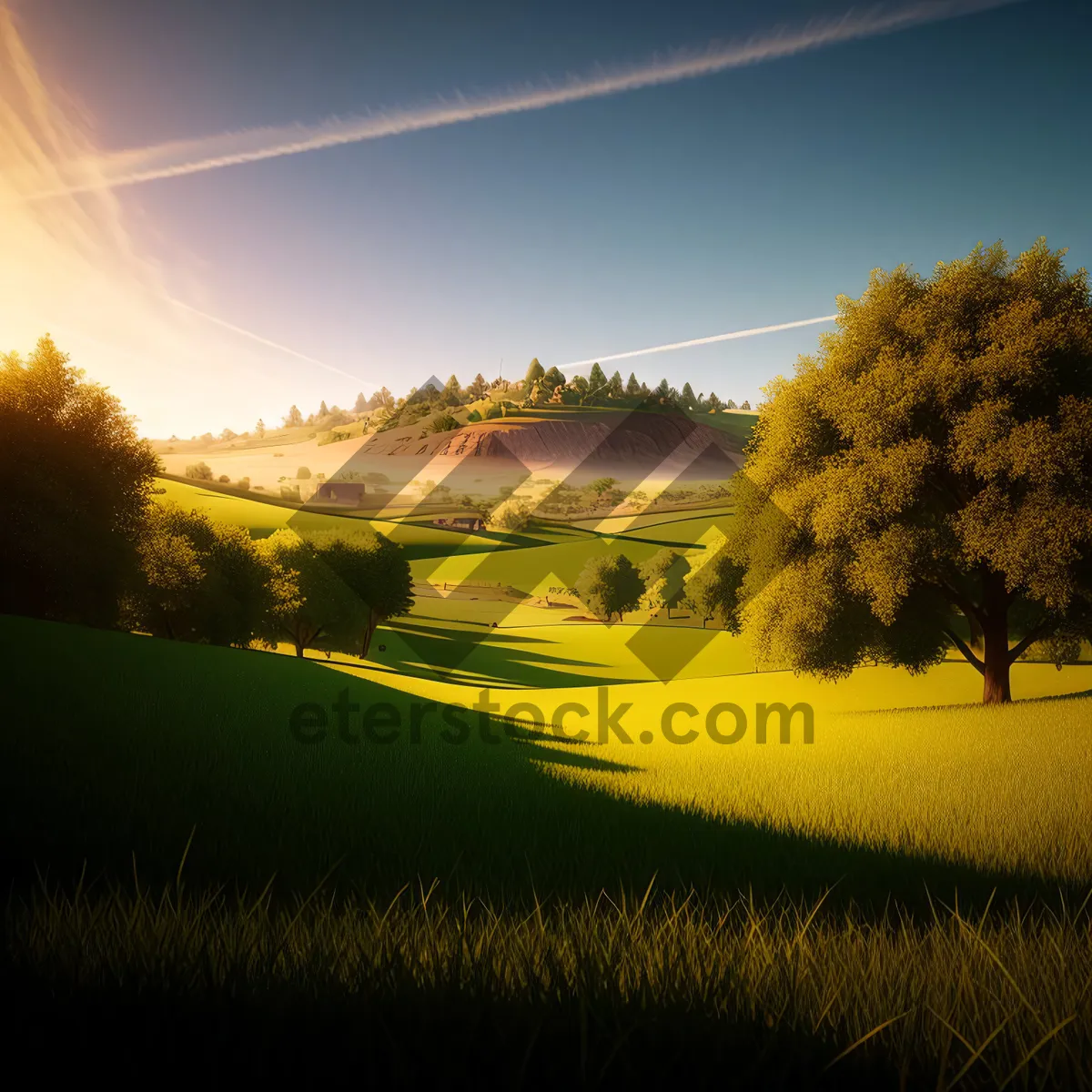 Picture of Golden Fields of Rapeseed Under Sunlit Sky