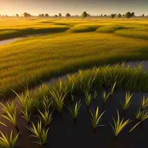 Golden Summer Wheat Fields Under a Clear Blue Sky