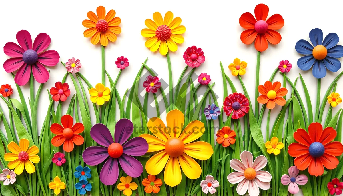 Picture of Floral Garden Wallpaper with Orange and Yellow Blooms
