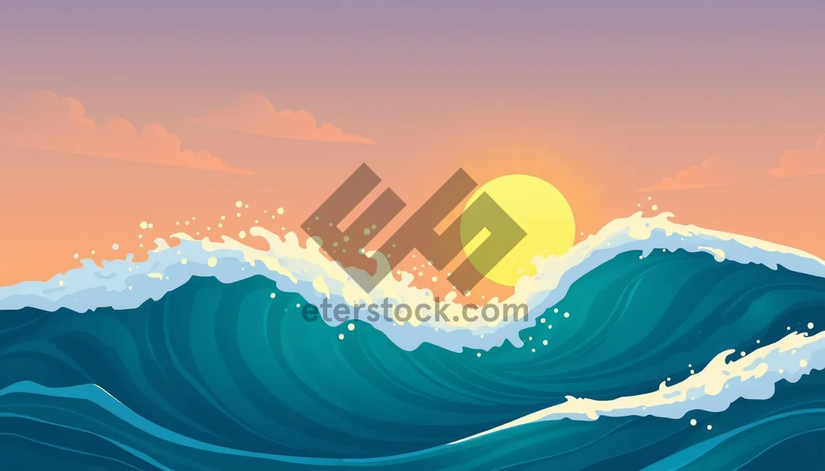 Picture of Graphic Seascape Design with Blowing Sky