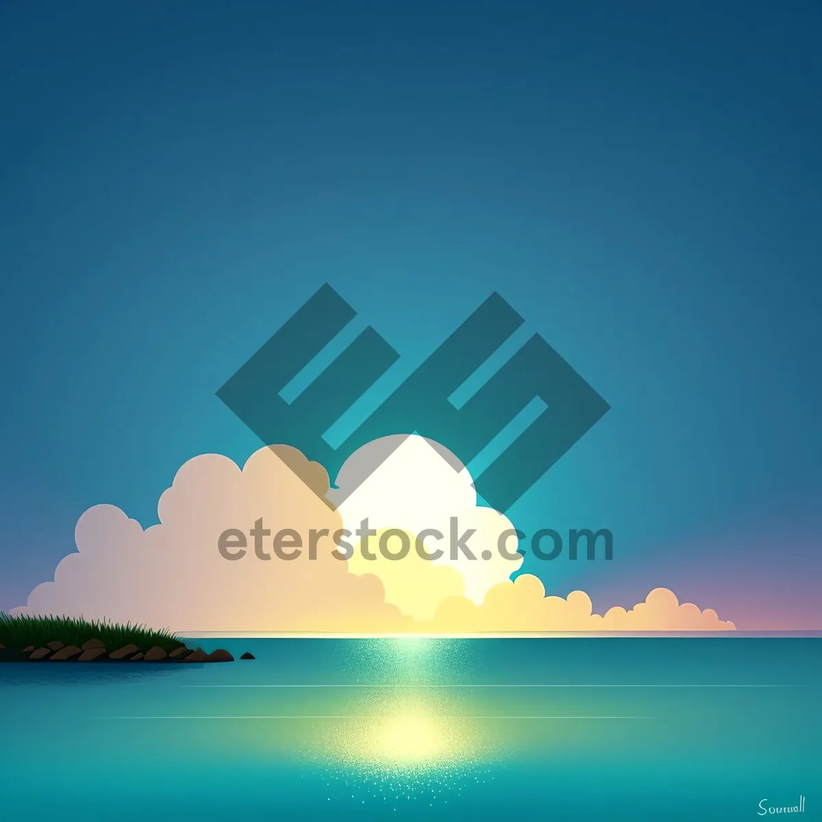 Picture of Serene Sunset Over the Ocean