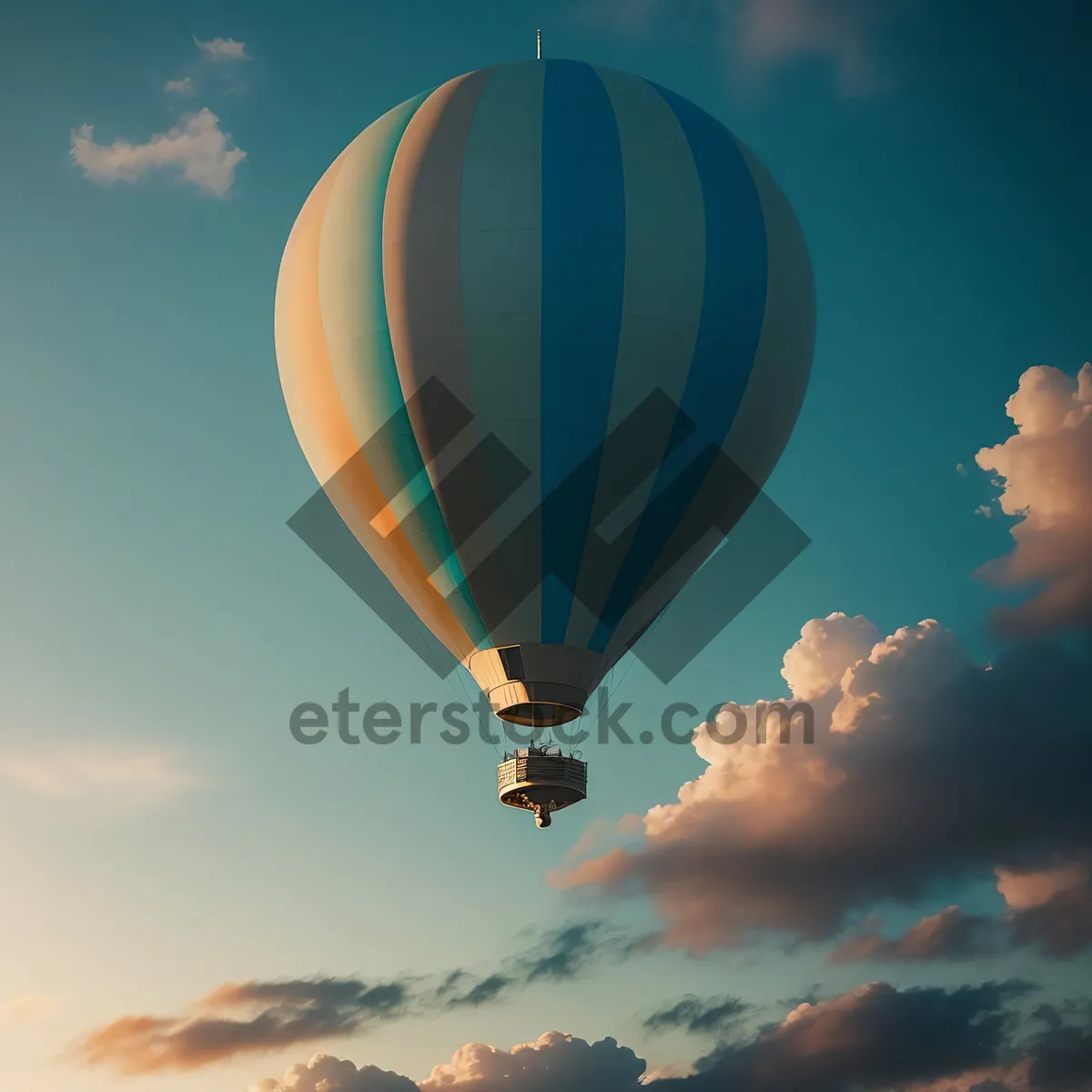 Picture of Colorful Hot Air Balloon Soaring Through the Sky
