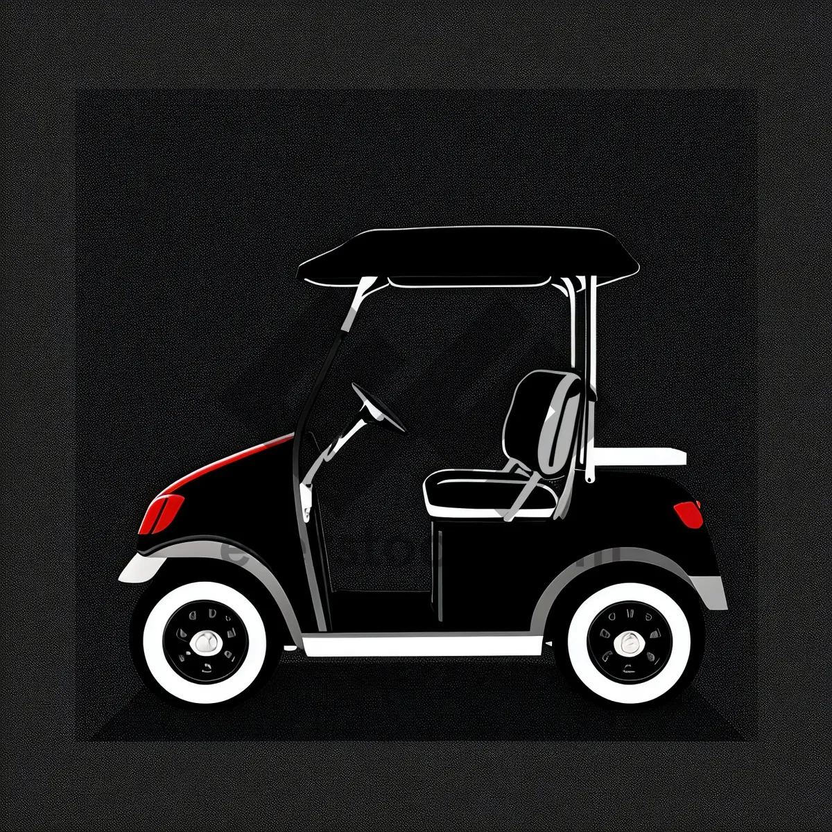 Picture of Golfer in Cartoon Car