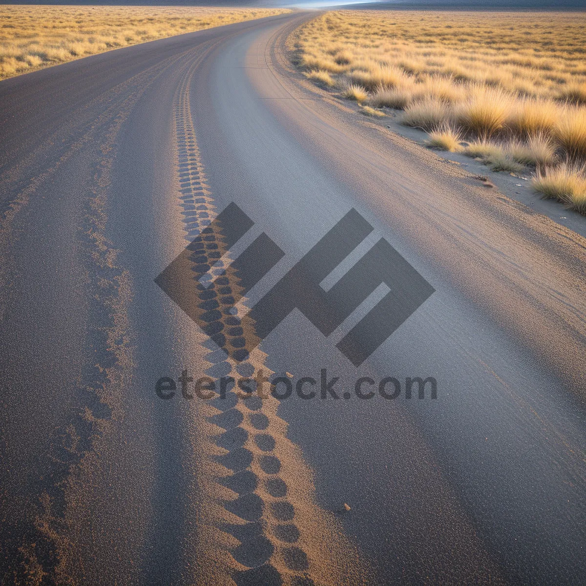 Picture of Desert Highway: Endless Road Through Sand Dunes