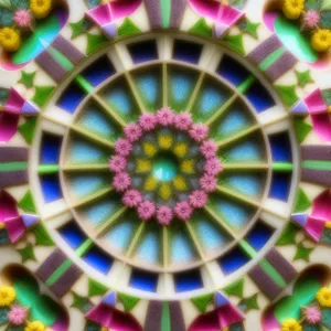 Vibrant Mosaic Art Design: Colorful Fractal Window