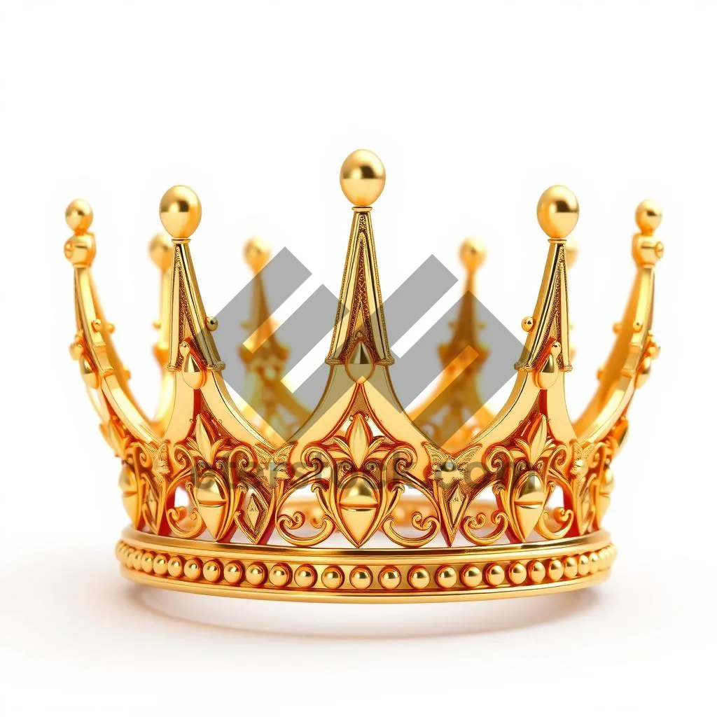 Picture of Regal gold crown emblem with heraldic design elements.