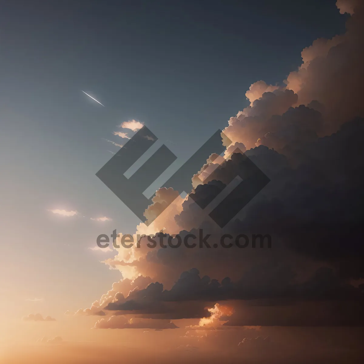 Picture of Vibrant Sunset Sky with Clouds and Stars