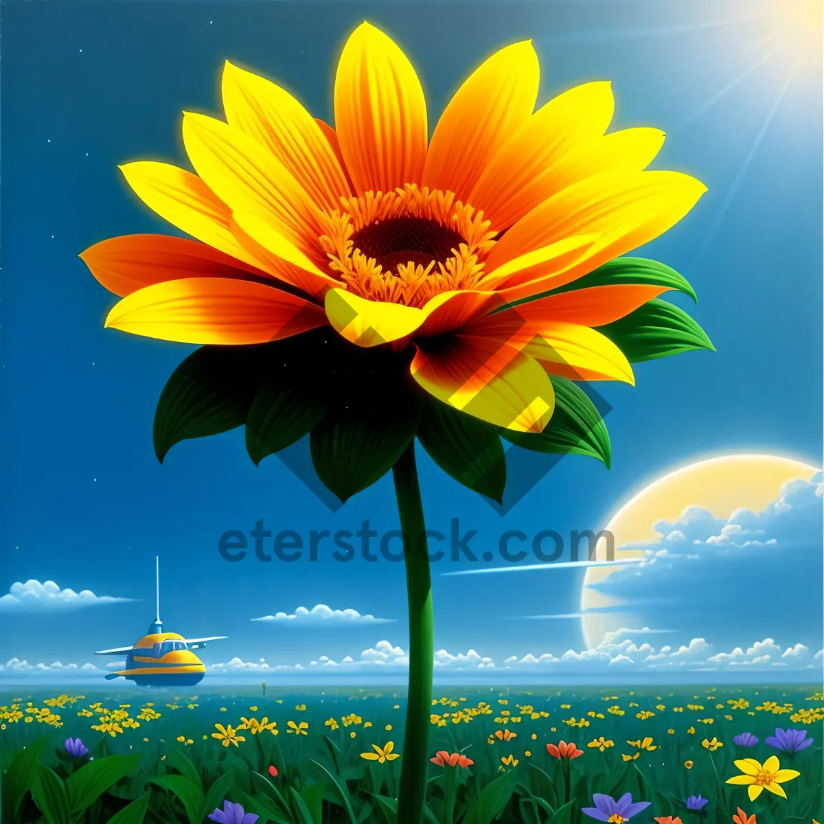 Picture of Vibrant Sunflower Blossom in Sunny Garden