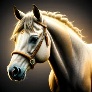 Stallion Head with Bridle - Majestic Equine Portrait