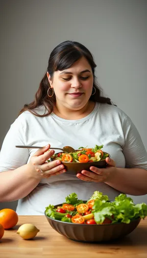 Happy person enjoying a nutritious meal