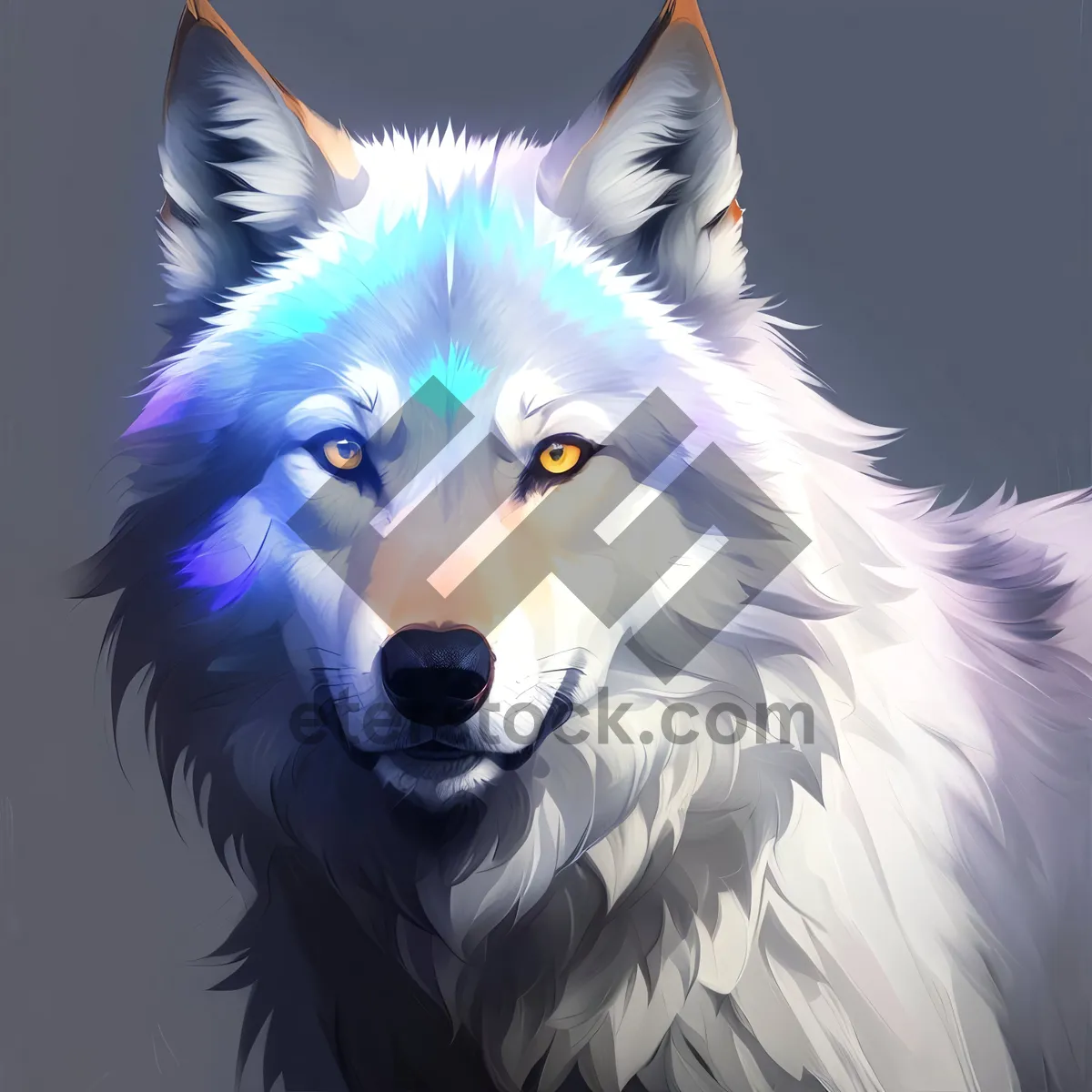 Picture of Cute White Wolf - Captivating Canine Portrait