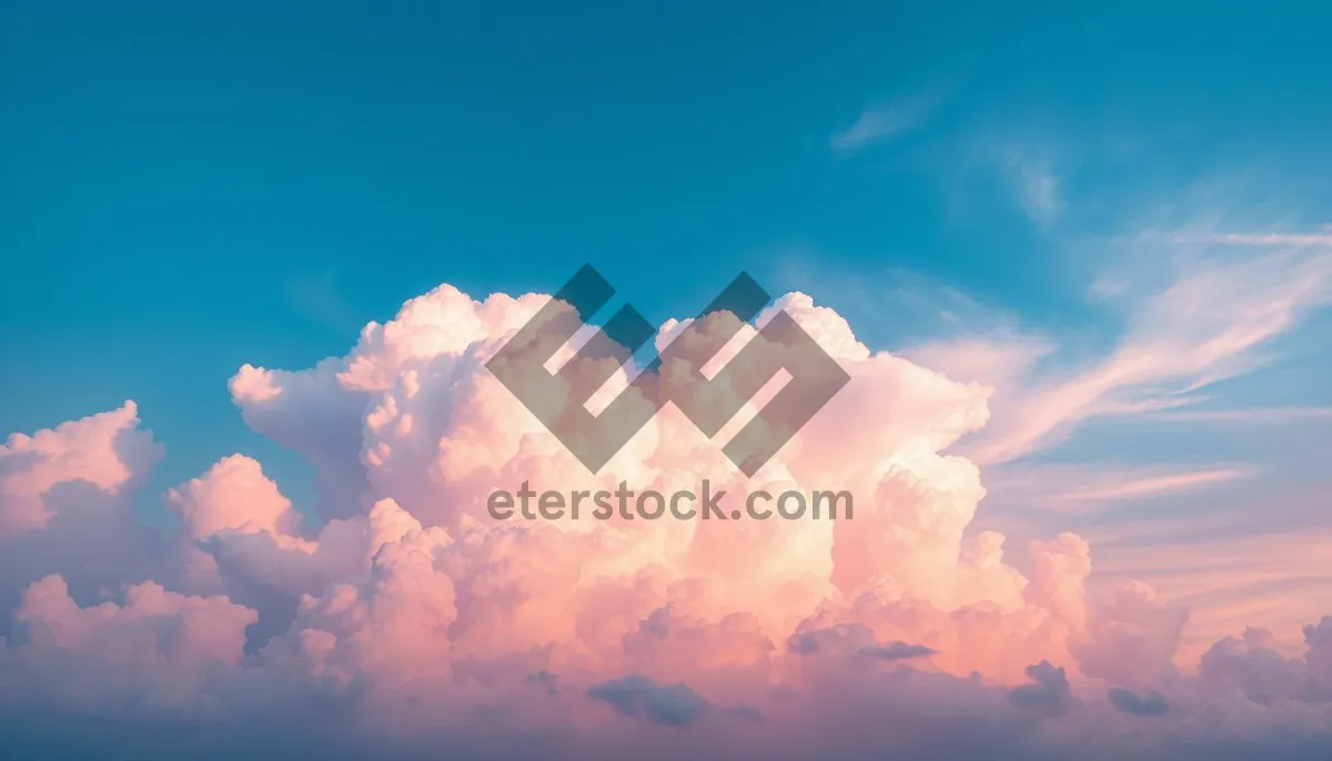 Picture of Vibrant Summer Sky Landscape with Fluffy Clouds