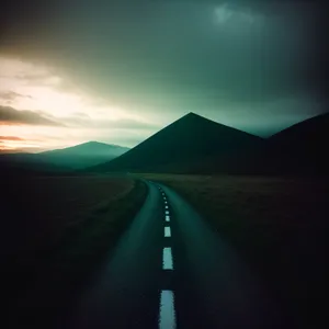 Vibrant Sunset Over Desert Highway