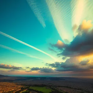 Vibrant Sunset Over Coastal Landscape