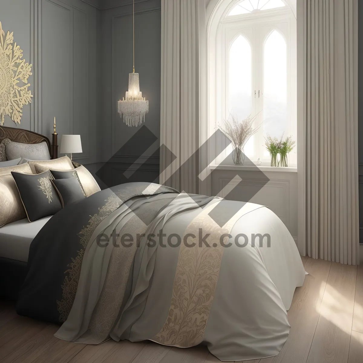 Picture of Modern Bedroom with Cozy Furniture and Stylish Décor