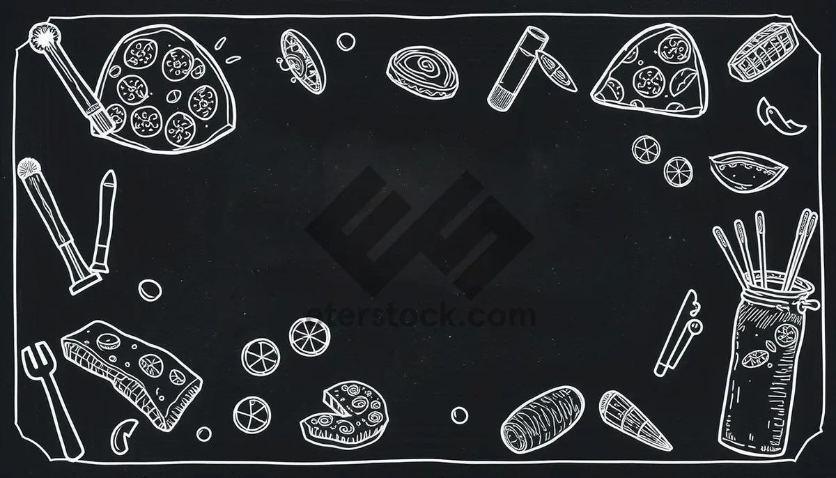 Picture of Black laptop on artistic symbol background