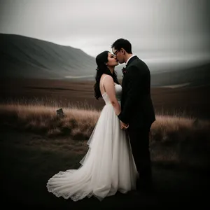 Joyful Newlyweds Embrace in Wedding Bliss