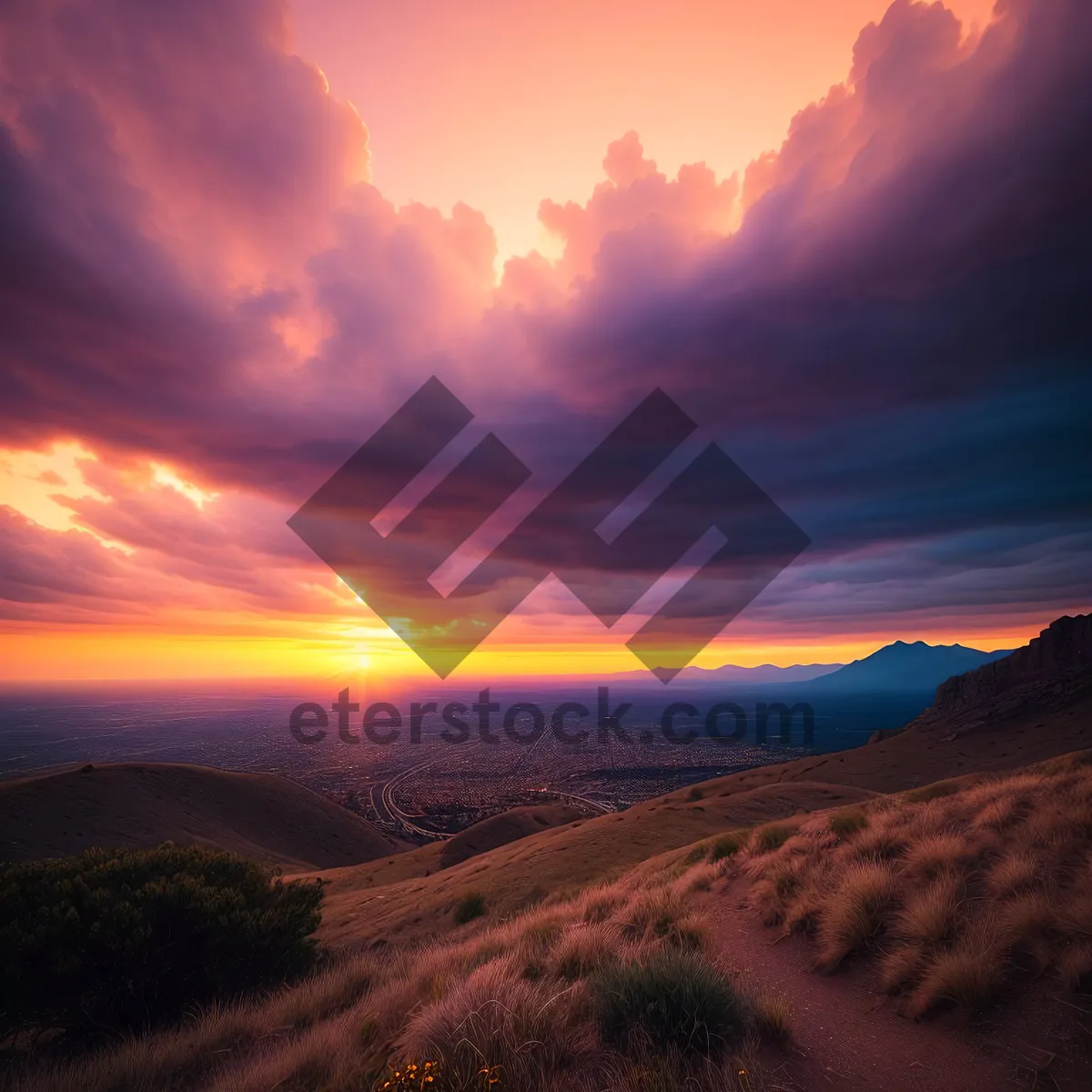 Picture of Vibrant Sunset over Desert Horizon