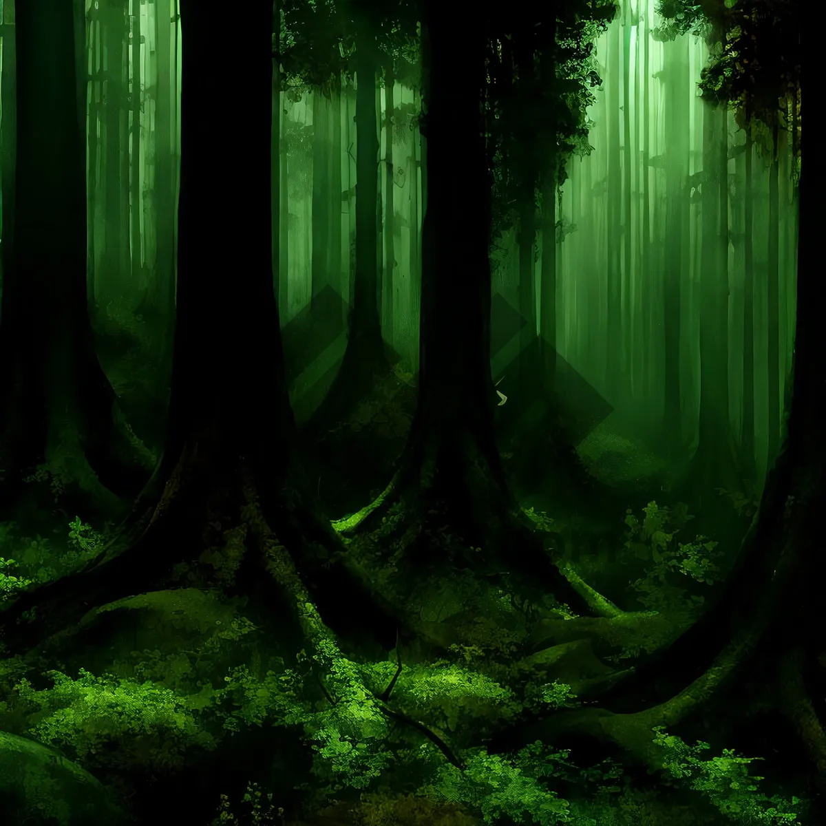 Picture of Serene Forest Scene with Lush Greenery