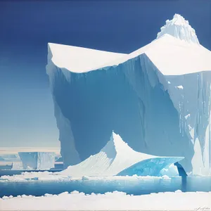 Majestic Arctic Glacier against Snow-Covered Mountain Peak