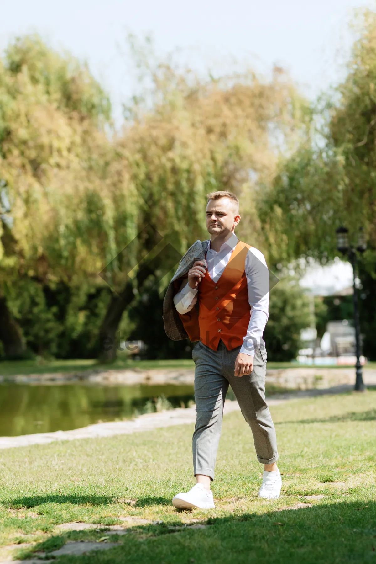 Picture of Male Golfer in Action on the Golf Course