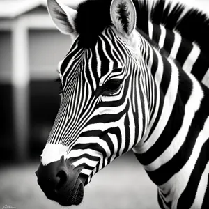 Black-striped zebra herd grazing in wildlife reserve