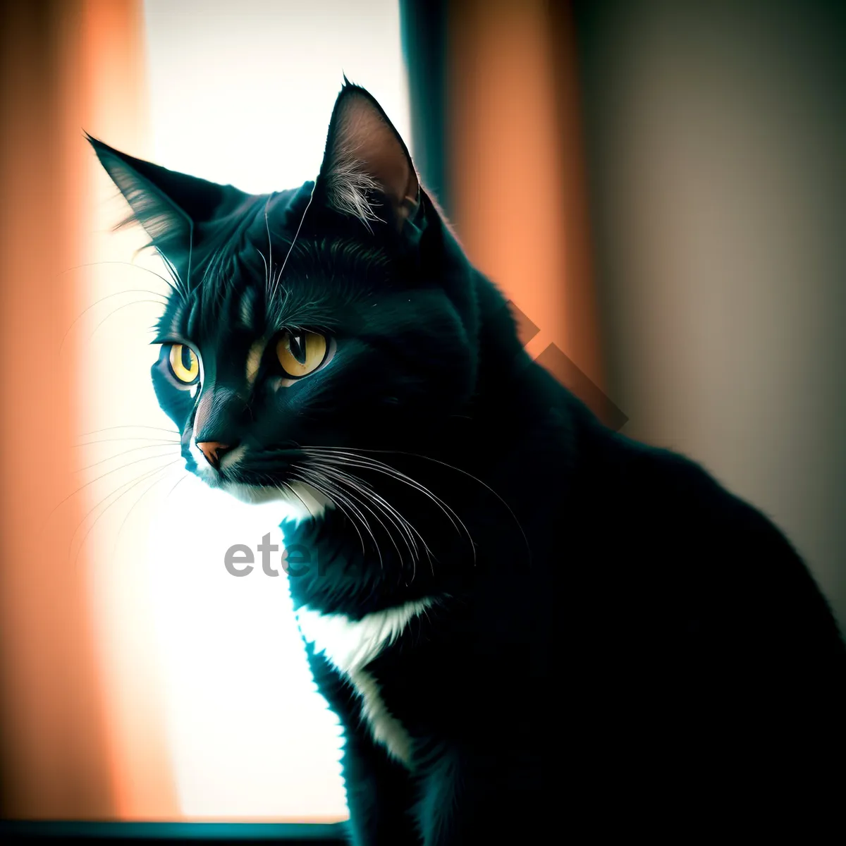Picture of Playful Black Domestic Kitty with Adorable Eyes