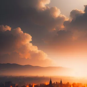 Vibrant Sunset Skyline with Clouds